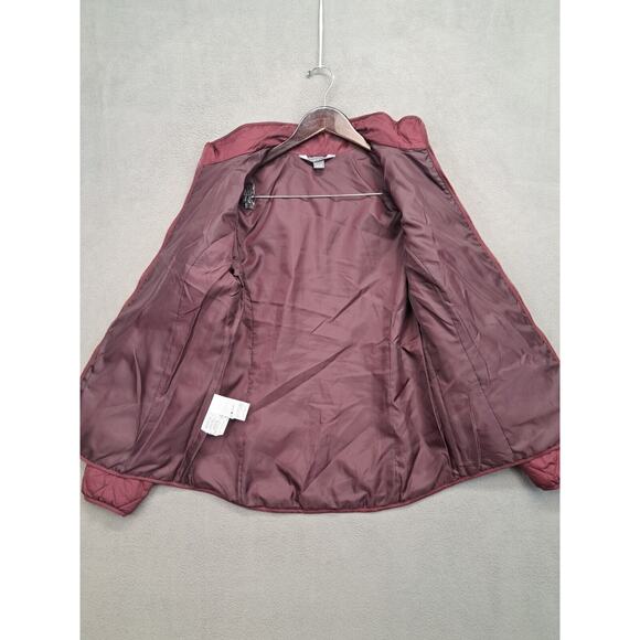 Eddie Bauer Women Medium Maroon Red Quilted Full Zip Fall Winter Jacket - Picture 5 of 7